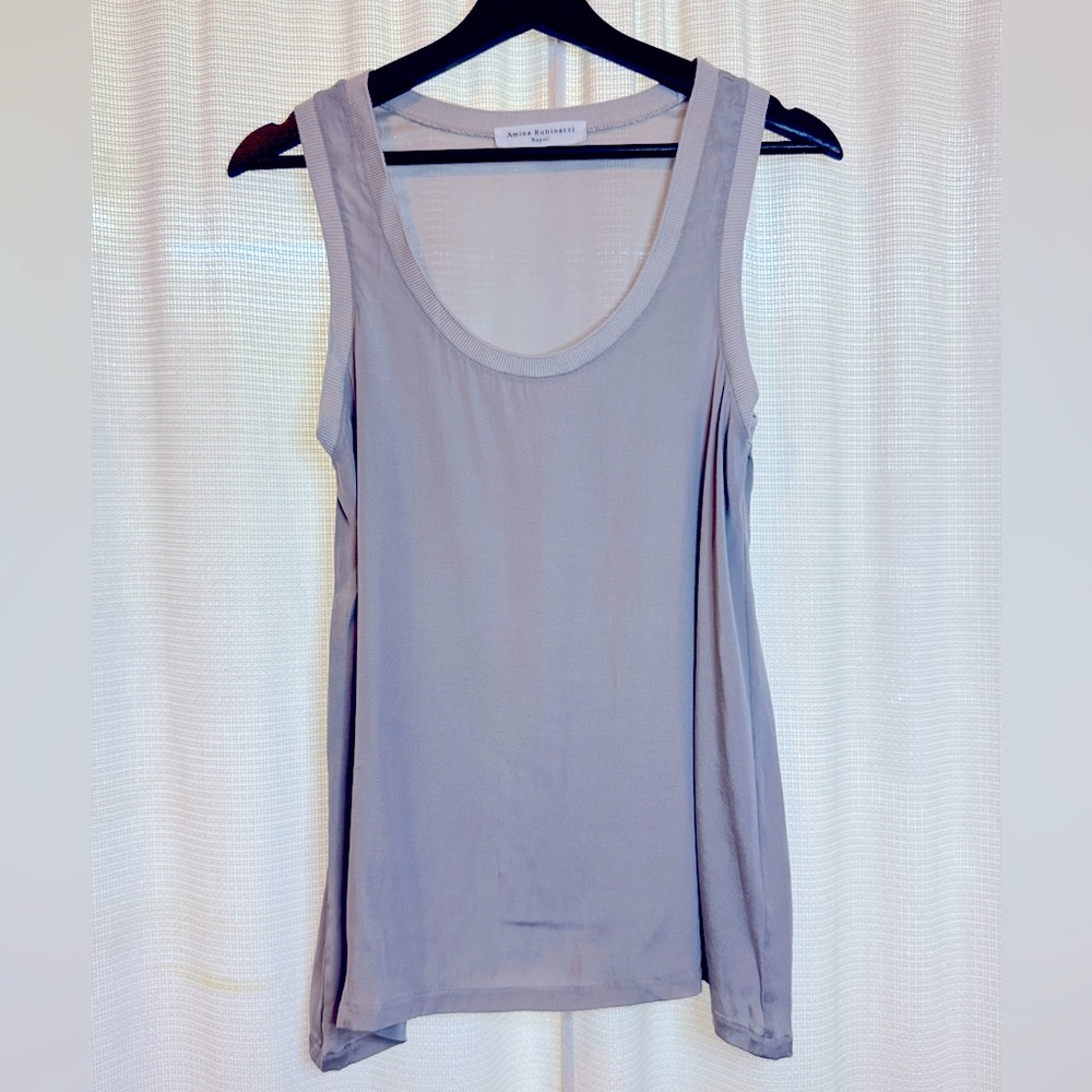 Genuine Silk Cashmere Ami Gray Tank Top Luxury quiet money Italian Flowy